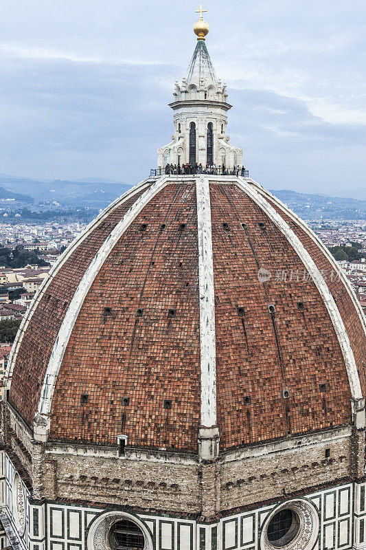 Brunelleschi's cupola; Duomo, Florence, Italy - tourists on top